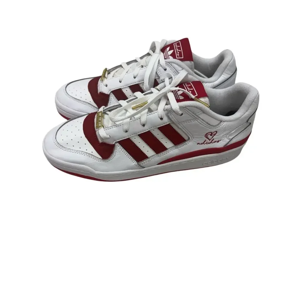 MENS ADIDAS FORUM LOW CLASSIC VALENTINES DAY HEART WHITE / RED SZ 12